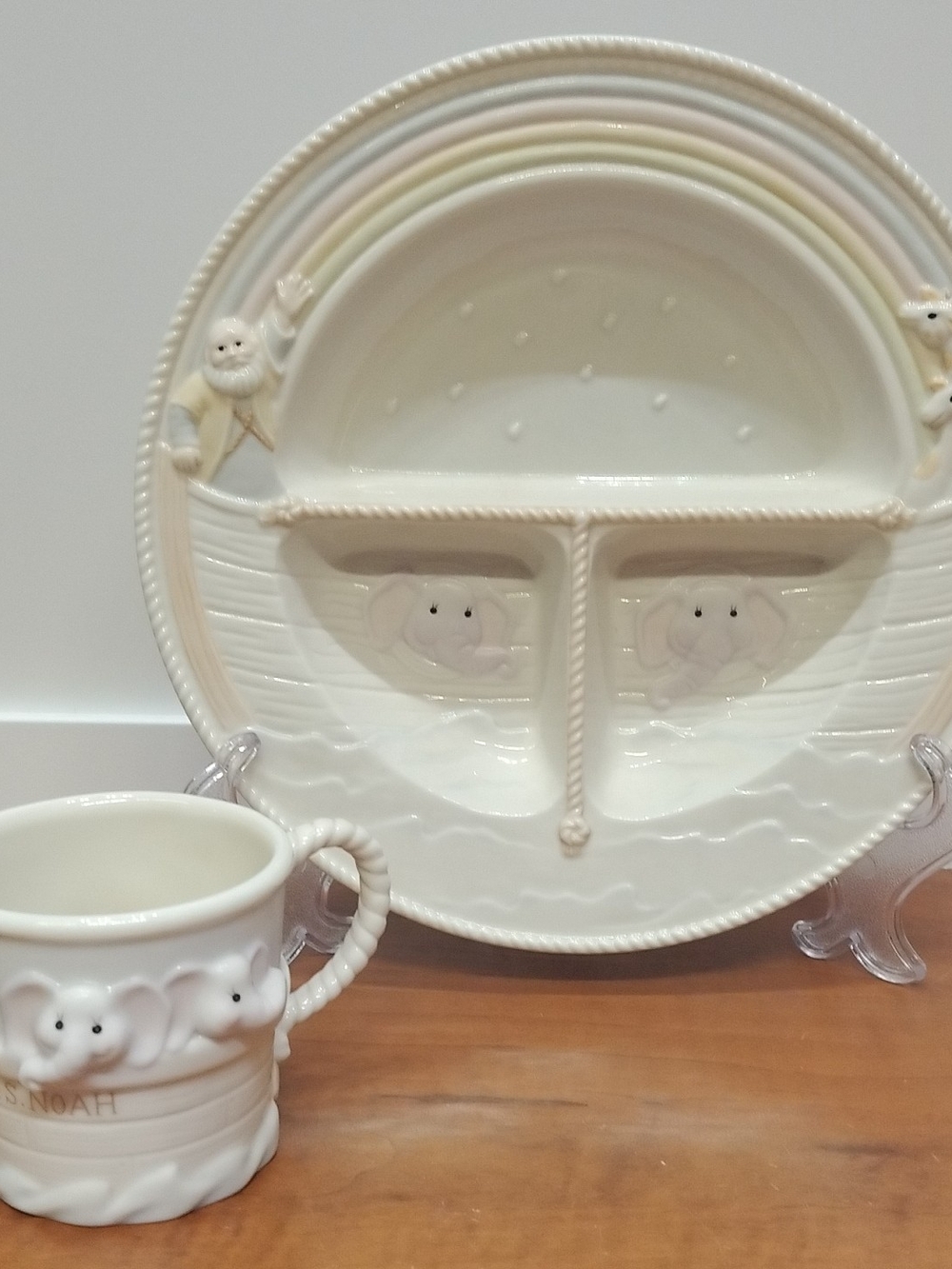 Lenox Noah's Ark Divided Baby Plate & Mug, White Ceramic, MPN 6223630 & 6223648